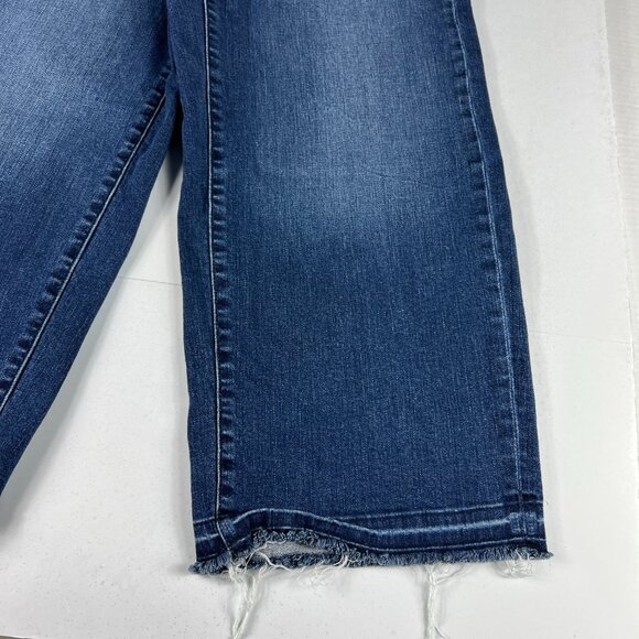 Uniqlo Jeans Womens Measured 27x21 High Rise Wide Leg Cropped Blue Denim Tag 25 - Picture 5 of 16